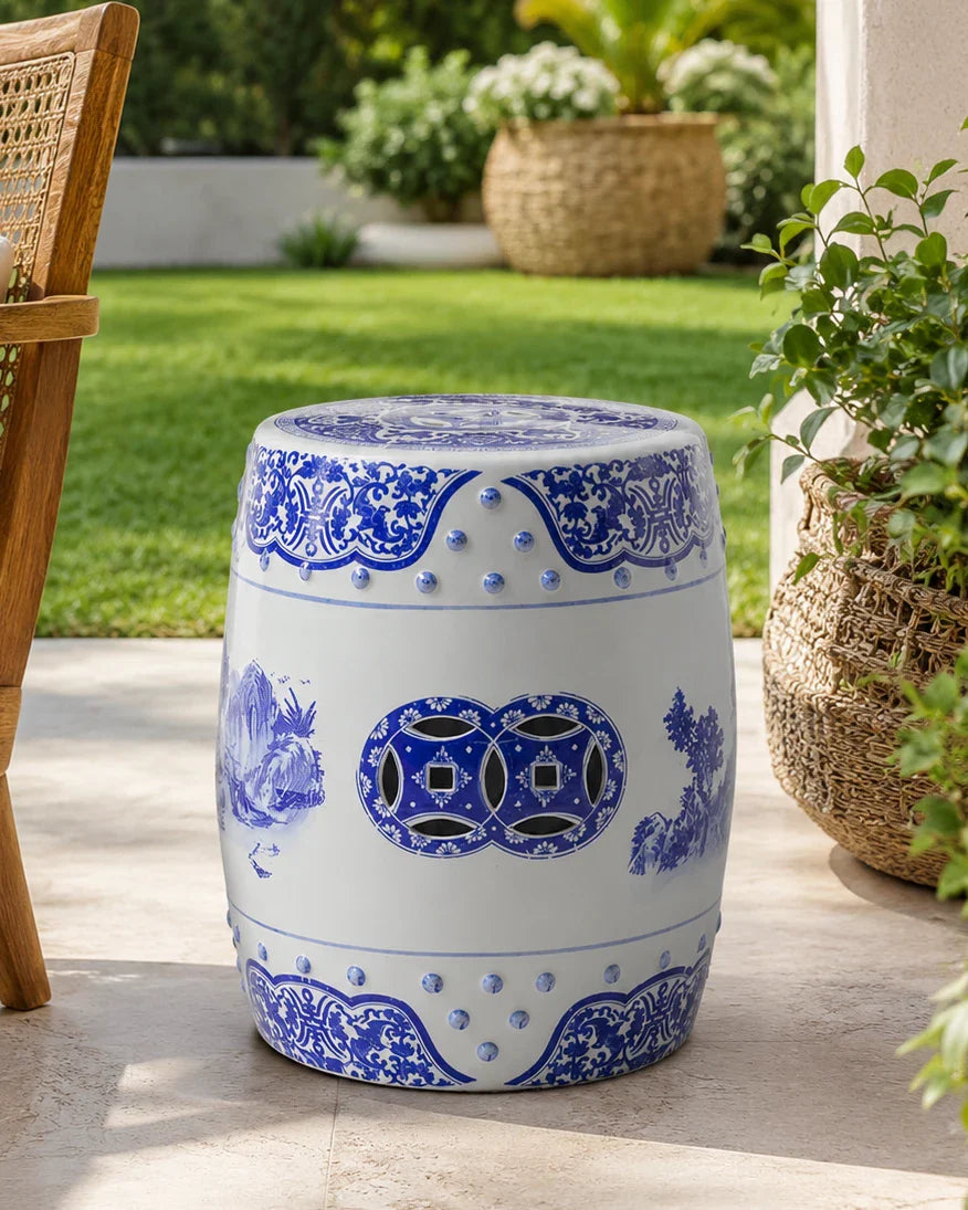 Scenic Landscape Ceramic Garden Stool