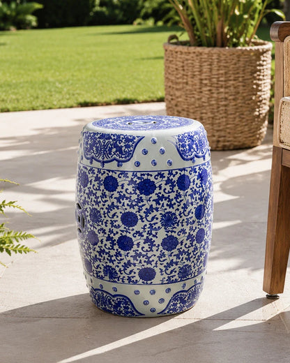 Classic Floral Ceramic Garden Stool
