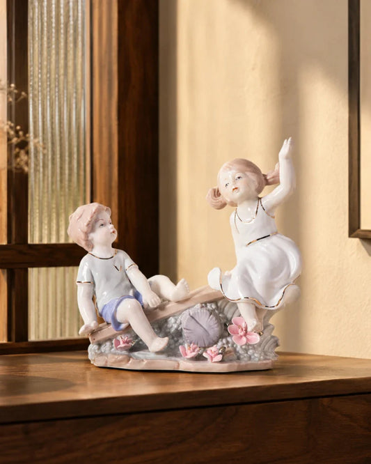 Play Seesaw - Fine Porcelain Figurine