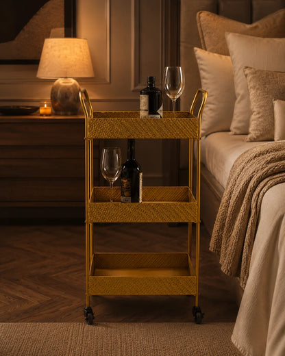 Auric Glide 3-Tier Serving Trolley Bar Cart