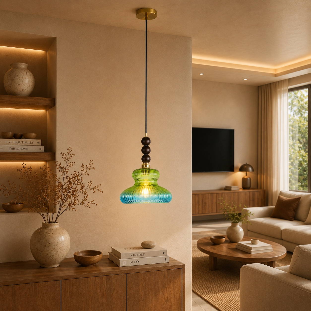 Coral Breeze Pendant Light For Home  & Item  for Home Decoration - Green & Blue