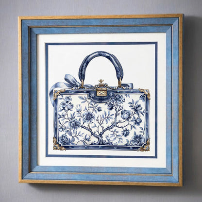 Blue & White Framed Wall art - 12"x12"