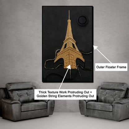 Golden Paris Nights Modern Wall Art ( 32 x 47 Inches )