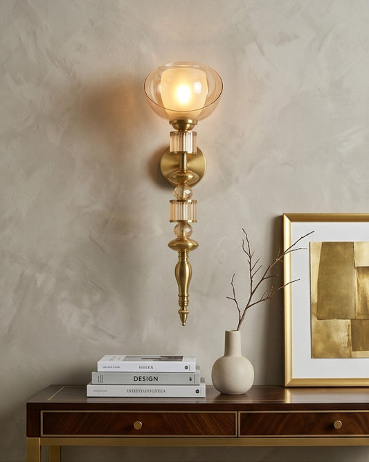 Auréve Crystal Brass Wall Sconce - Amber