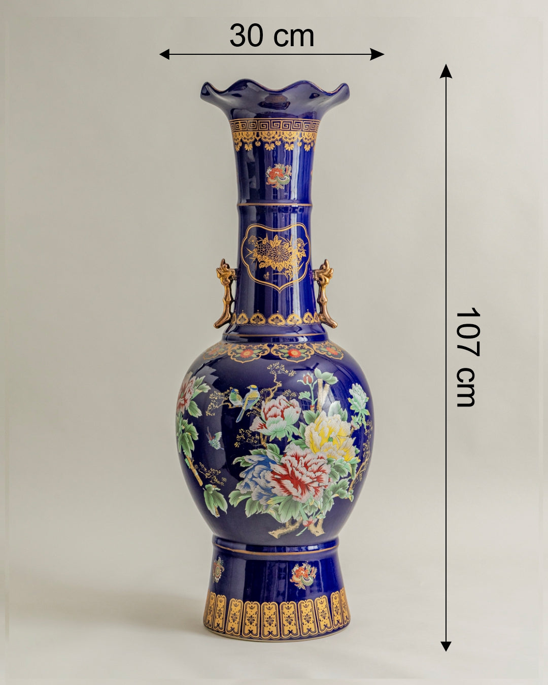 Royal Sapphire Floral Palace Vase