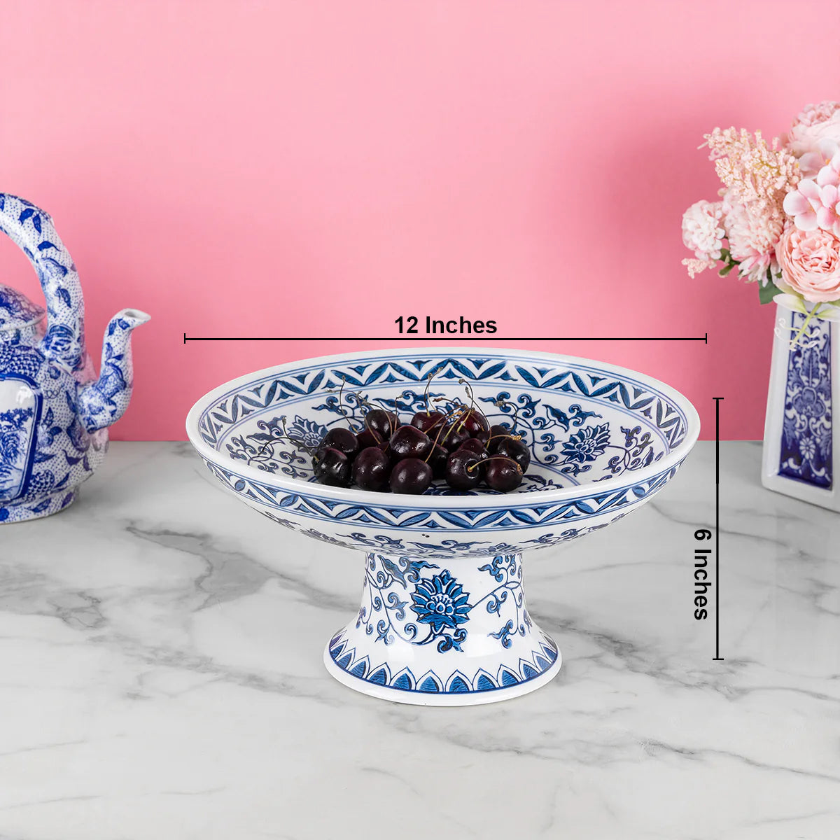 Azure Elegance Ceramic Cake Stand & Serveware