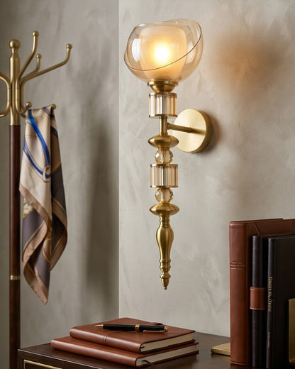 Auréve Crystal Brass Wall Sconce - Amber