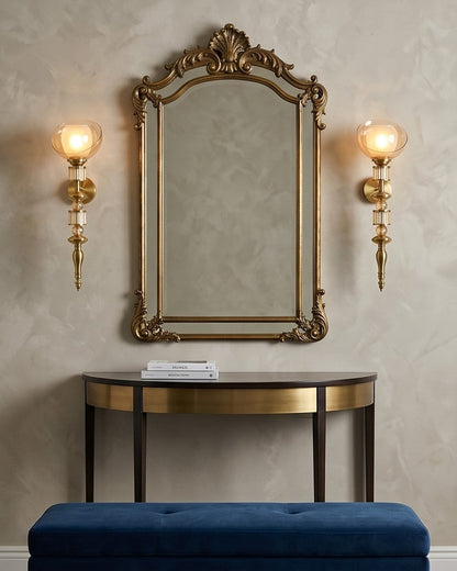 Auréve Crystal Brass Wall Sconce - Amber