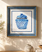 Blue & White Framed Wall art - 12"x12"