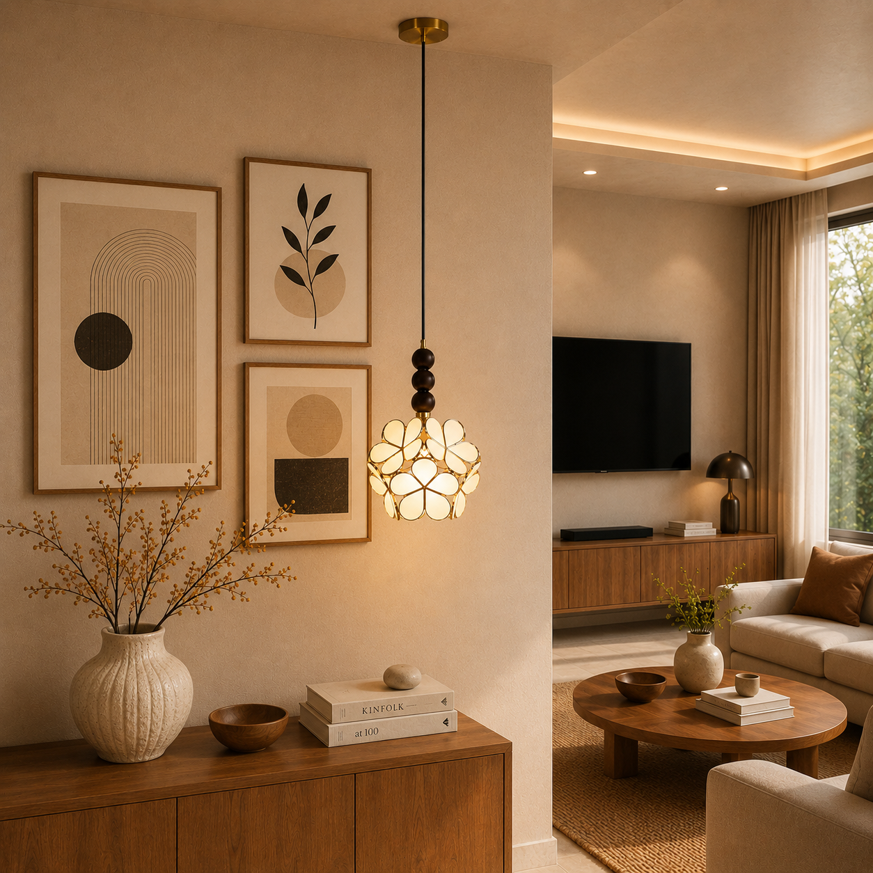 Botanica Orb Pendant Light For Living Room & Item  for Home Decoration - White