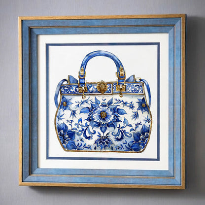 Blue & White Framed Wall art - 12"x12"