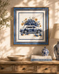 Blue & White Framed Wall art - 12"x12"