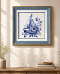 Blue & White Framed Wall art - 12"x12"