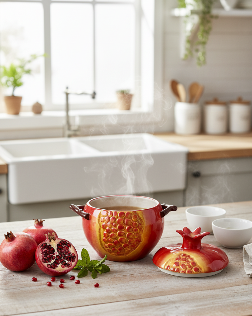 Pomegranate Ceramic Casserole With Lid - 3.5 Ltr