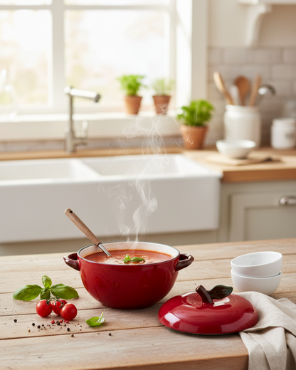 Red Apple Ceramic Casserole With Lid - 3 Ltr