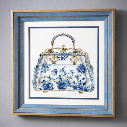 Blue & White Framed Wall art - 12"x12"
