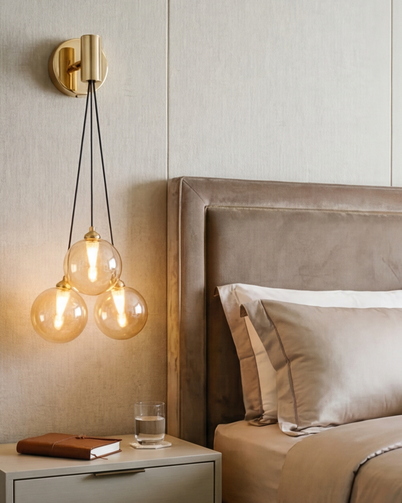 Orb Trio Drop Wall Light - Amber