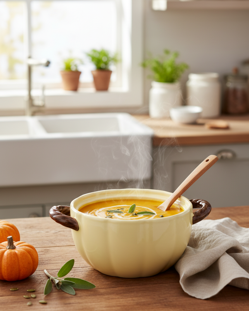 Pumpkin Ceramic Casserole with Lid - Cream 3 Ltr