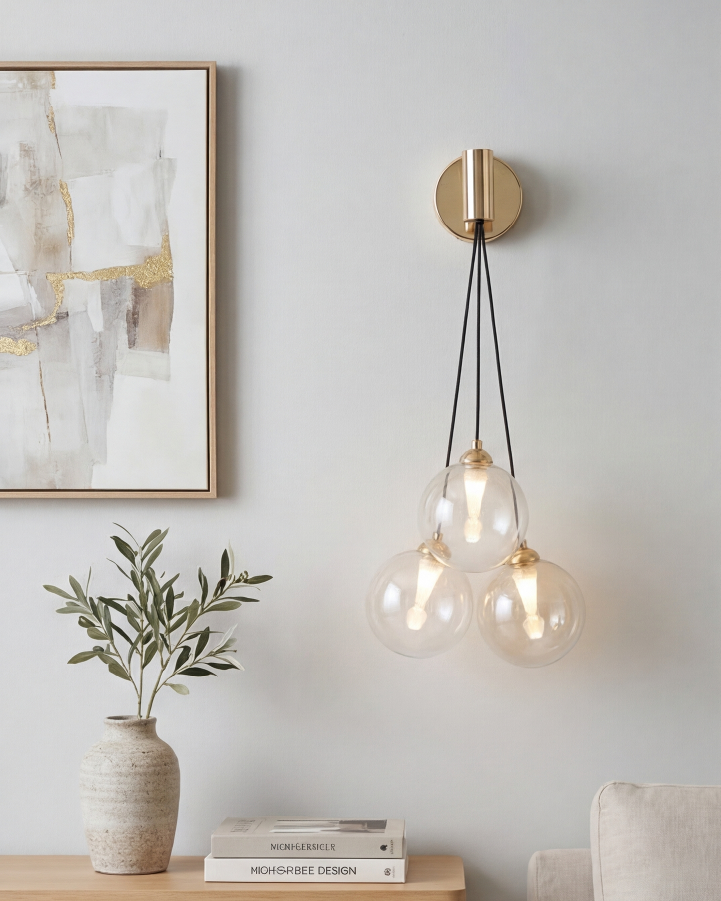 Orb Trio Drop Wall Light - Amber