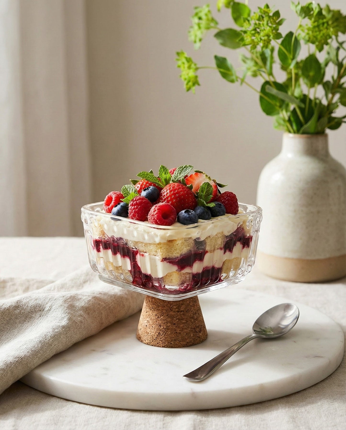 Modern Ribbed Glass Dessert Bowl