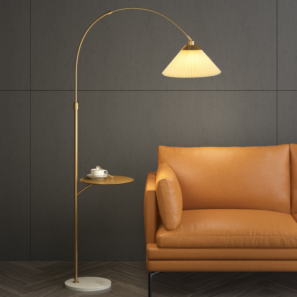 The Bay Area Arc Shaped Floor Lamp and Accent Table ( With Wireless Charging Table)