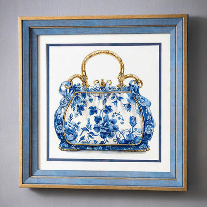 Blue & White Framed Wall art - 12"x12"