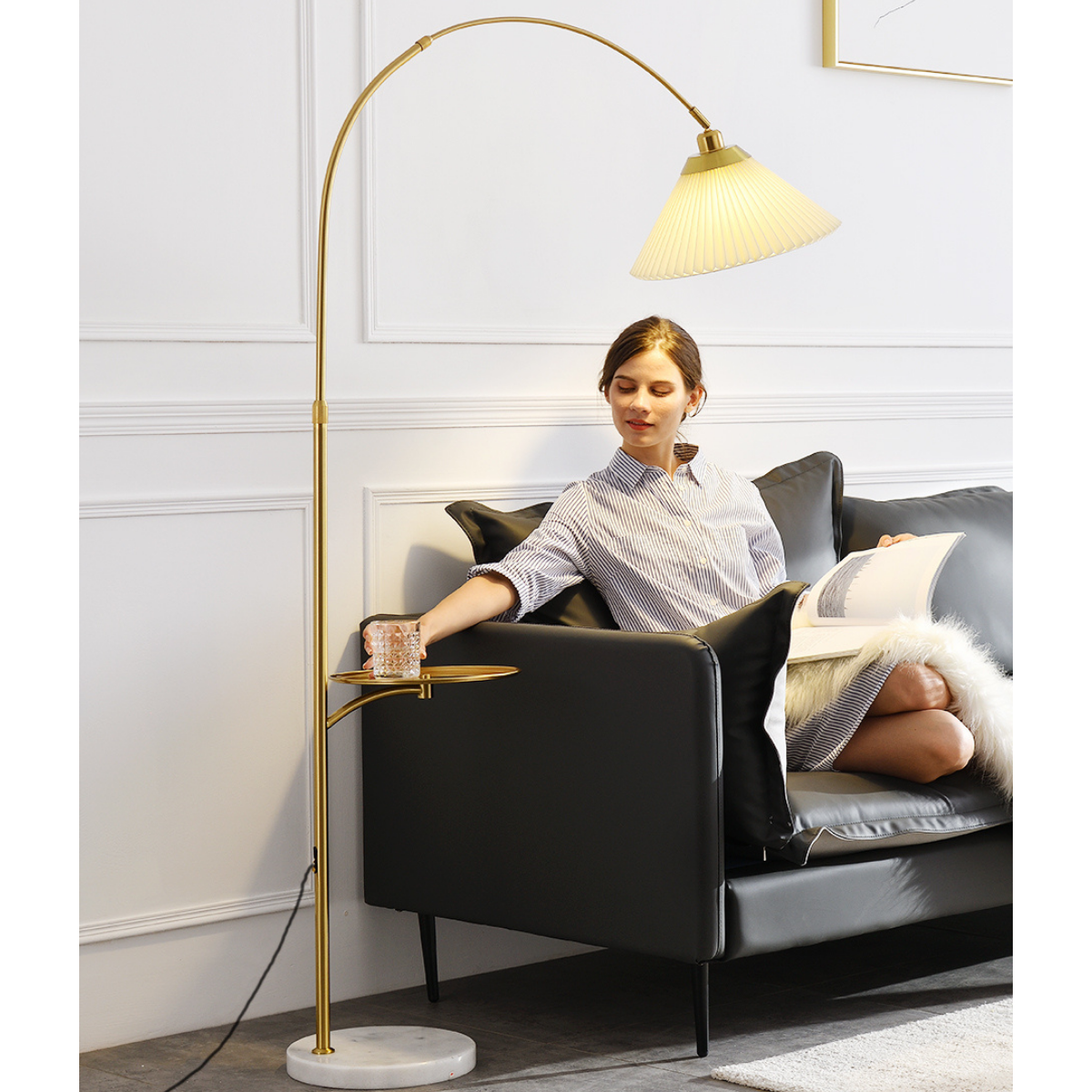 The Bay Area Arc Shaped Floor Lamp and Accent Table ( With Wireless Charging Table)