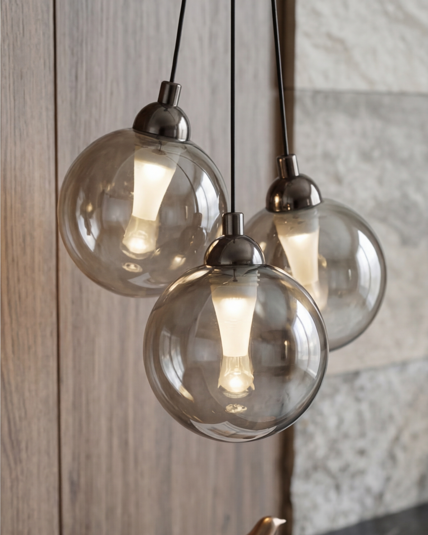 Orb Trio Drop Wall Light - Smoke
