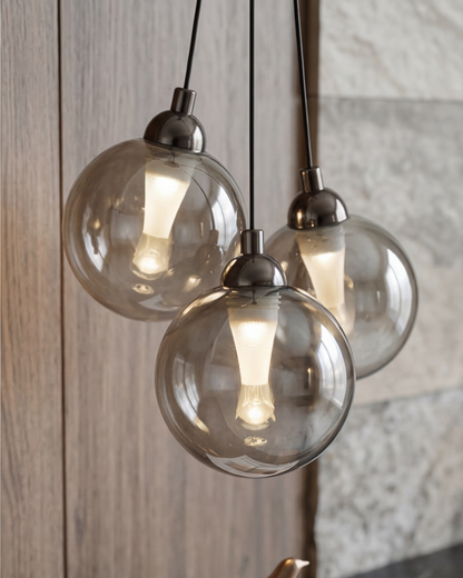Orb Trio Drop Wall Light - Smoke