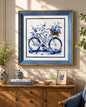 Blue & White Framed Wall art - 12"x12"