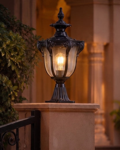 Aurelia Crown Outdoor Gate Light - Black