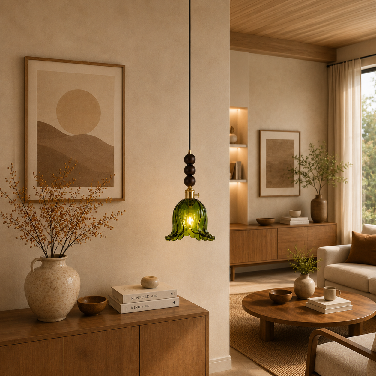 Forest Lily Pendant Light For Living Room & Item  for Home Decoration - Green