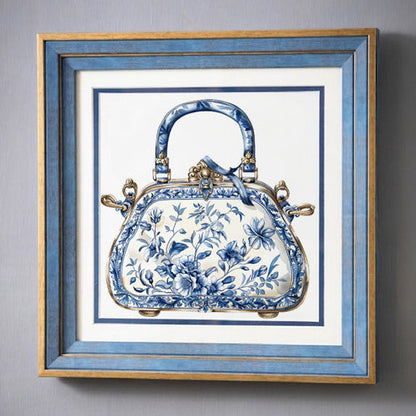Blue & White Framed Wall art - 12"x12"