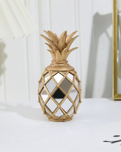 Golden Pineapple Mirror Table Décor - Set Of 3