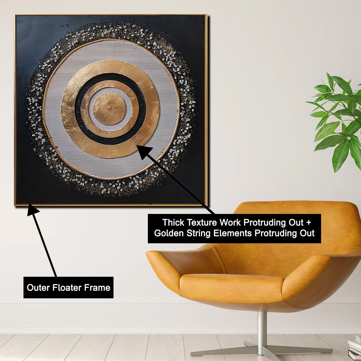 Golden Echoes Modern Wall Art (40 x 40 Inches)