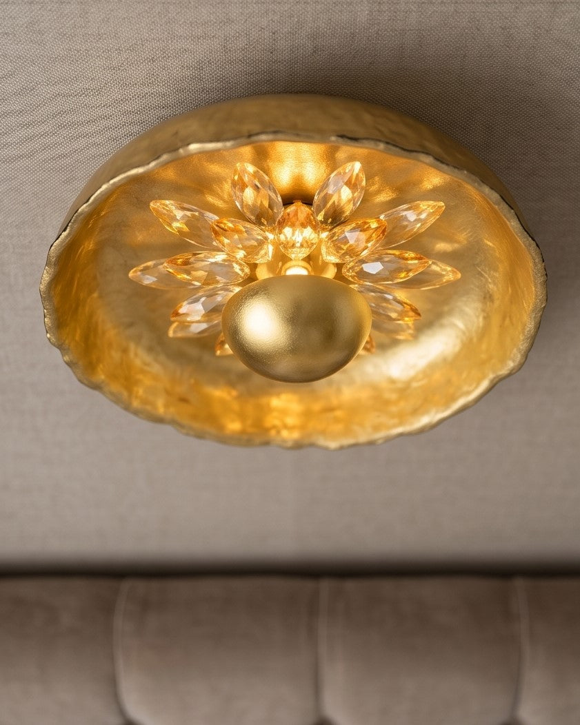Floral Radiance Wall Light - Gold