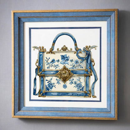Blue & White Framed Wall art - 12"x12"