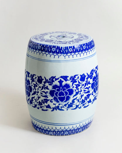 Royal Indigo Floral Garden Stool