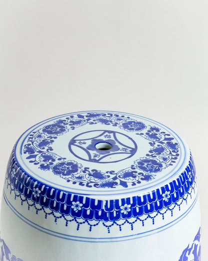 Royal Indigo Floral Garden Stool