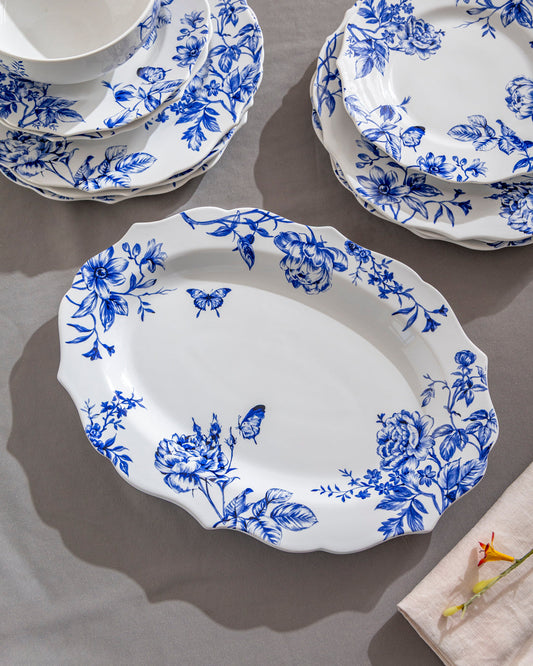 Blue & White Floral Elegance Platter