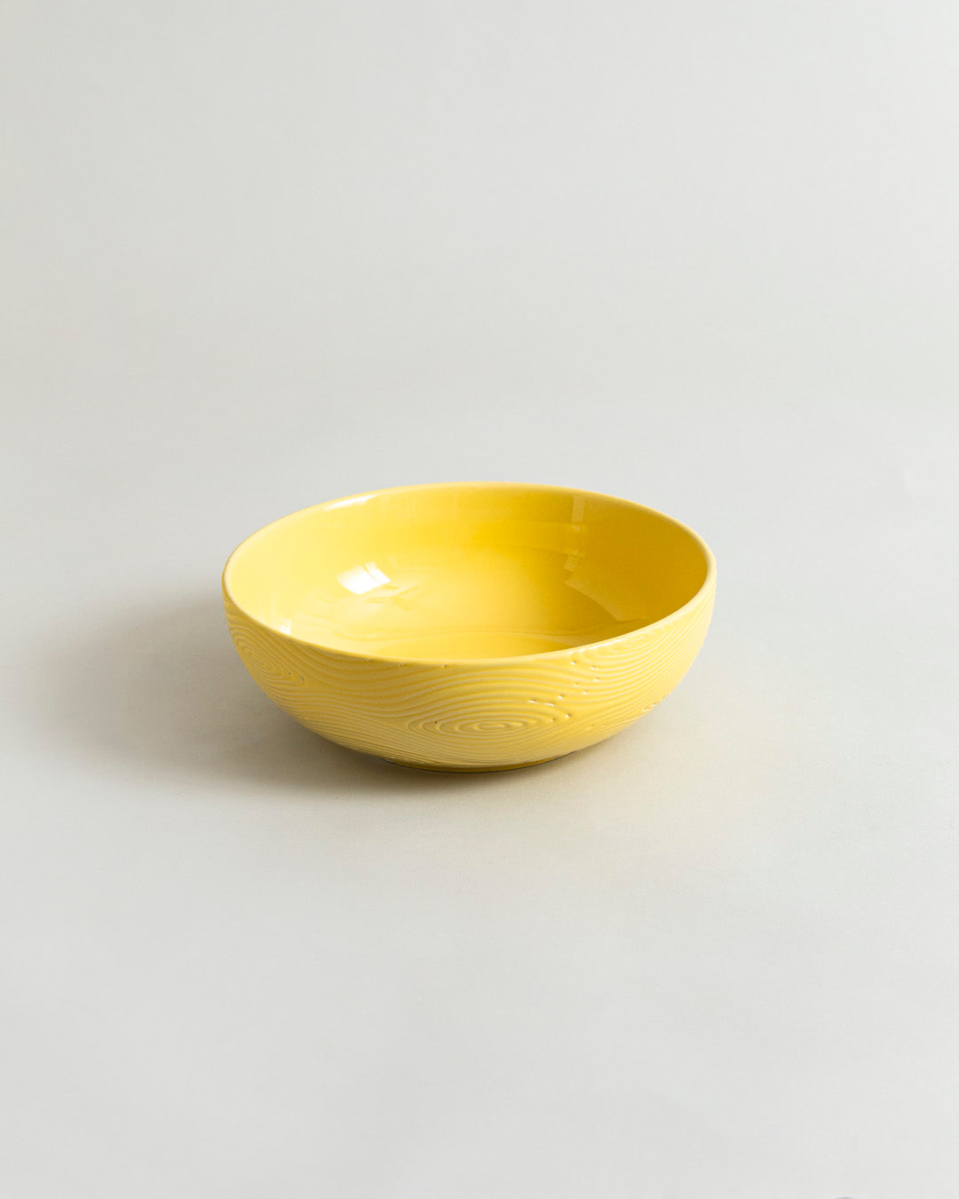 Woodgrain Pattern Serving Bowl - Yellow