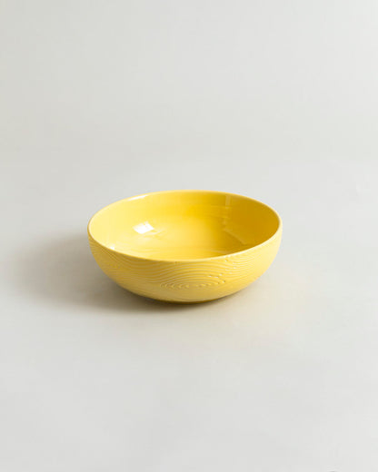 Woodgrain Pattern Serving Bowl - Yellow