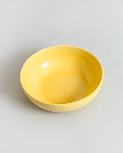 Woodgrain Pattern Serving Bowl - Yellow