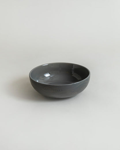 Woodgrain Pattern Serving Bowl - Black