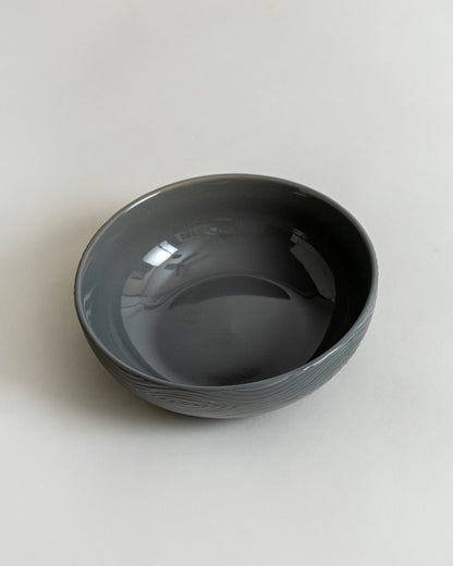 Woodgrain Pattern Serving Bowl - Black