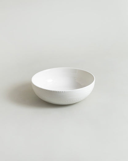 Woodgrain Pattern Serving Bowl - White