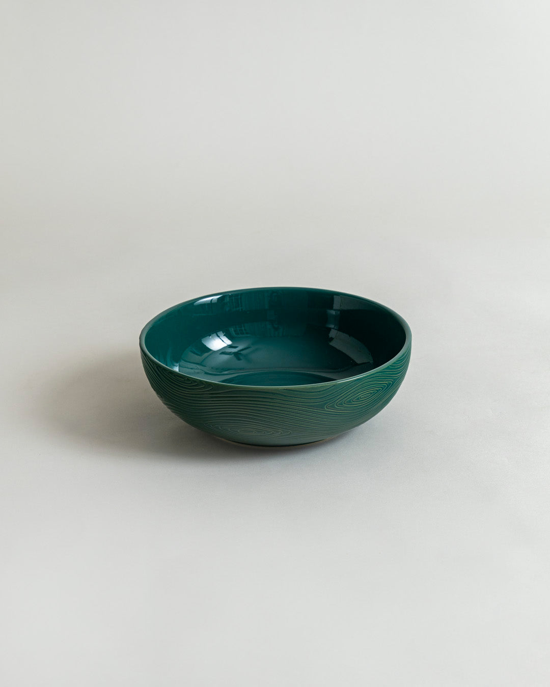 Woodgrain Pattern Serving Bowl - Green