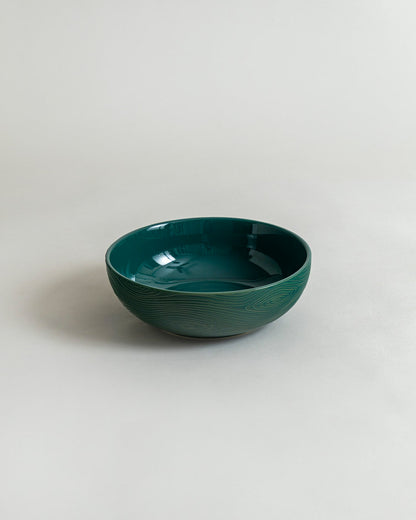 Woodgrain Pattern Serving Bowl - Green