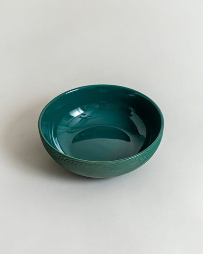 Woodgrain Pattern Serving Bowl - Green