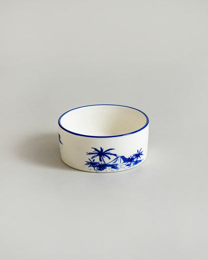 Palm Leaf Ceramic Bowl -Blue